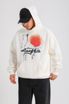 LLS Baskılı Krem Oversize Hoodie SW1260