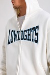 LLS Baskılı Krem Oversize Zipper Hoodie SW1229
