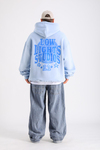 LLS Baskılı Mavi Oversize Hoodie SW1252