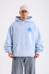 LLS Baskılı Mavi Oversize Hoodie SW1252