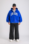 LLS Baskılı Mavi Zipper Oversize Hoodie SW1255