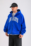 LLS Baskılı Mavi Zipper Oversize Hoodie SW1255