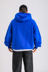 LLS Baskılı Mavi Zipper Oversize Hoodie SW1255