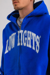 LLS Baskılı Mavi Zipper Oversize Hoodie SW1255