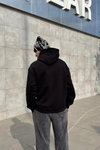 LLS Baskılı Siyah Oversize Hoodie SW1253