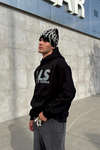 LLS Baskılı Siyah Oversize Hoodie SW1253