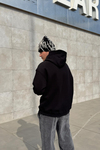 LLS Baskılı Siyah Oversize Hoodie SW1253