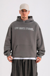 LLS Taş Baskılı Füme Oversize Hoodie SW1237