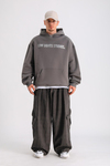 LLS Taş Baskılı Füme Oversize Hoodie SW1237