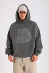 LLS Taş Baskılı Gri Oversize Hoodie SW1306