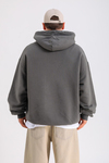 LLS Taş Baskılı Gri Oversize Hoodie SW1306