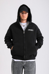 LLS Taş Baskılı Siyah Zipper Oversize Hoodie SW1259