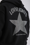 LLS Taş Baskılı Siyah Zipper Oversize Hoodie SW1259