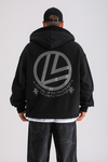 LLS Taş Baskılı Siyah Zipper Oversize Hoodie SW1256
