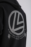 LLS Taş Baskılı Siyah Zipper Oversize Hoodie SW1256