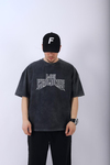Los Criminis Nakışlı Acid Wash Oversize Tshirt T952