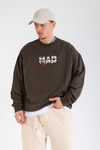 Mad Baskılı Kahve Oversize Sweatshirt SW1381