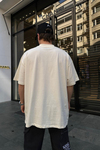 Man Baskılı Krem Oversize Tshirt T735
