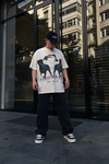 Man Baskılı Krem Oversize Tshirt T735