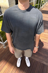 Man Eagle Baskılı Acid Wash Oversize Tshirt  T1144