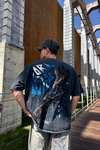Man Eagle Baskılı Acid Wash Oversize Tshirt  T1144
