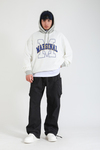 Marginal Nakışlı Krem Oversize Hoodie SW1397