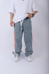Mavi Şerit Detay Baggy Jean Pantolon P918