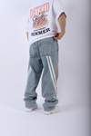 Mavi Şerit Detay Baggy Jean Pantolon P918