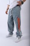 Mavi Şerit Detay Baggy Jean Pantolon P918