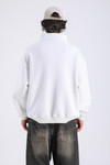 Monano Nakışlı Fermuar Yaka Krem Oversize Sweatshirt SW1313