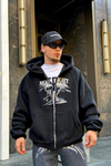 Moonlight Baskılı Siyah Oversize Zipper Sweatshirt SW972