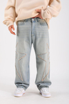 Nakış Detay Baggy Jean Pantolon P1063