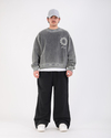Nakışlı Acid Wash Oversize Premium Sweatshirt