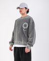 Nakışlı Acid Wash Oversize Premium Sweatshirt