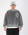 Nakışlı Acid Wash Oversize Premium Sweatshirt