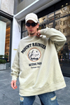 Nakışlı Bej Oversize Sweatshirt SW949