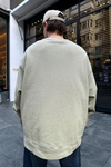 Nakışlı Bej Oversize Sweatshirt SW949