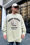 Nakışlı Bej Oversize Sweatshirt SW949
