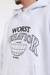 Nakışlı Beyaz Oversize Worst Hoodie
