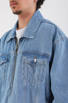 Nakışlı Fermuarlı Oversize LA Jean Ceket C239