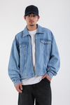 Nakışlı Fermuarlı Oversize LA Jean Ceket C239
