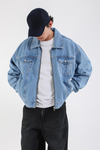 Nakışlı Fermuarlı Oversize LA Jean Ceket C239