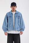 Nakışlı Fermuarlı Oversize LA Jean Ceket C239