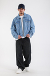 Nakışlı Fermuarlı Oversize LA Jean Ceket C239