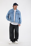 Nakışlı Fermuarlı Oversize LA Jean Ceket C239