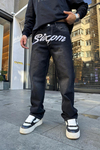 Nakışlı Füme Yıkamalı Jean Pantolon P796