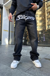 Nakışlı Füme Yıkamalı Jean Pantolon P796
