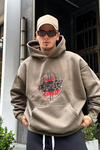 Nakışlı Haki Oversize Sweatshirt SW959