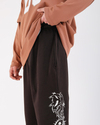Nakışlı Kahve Baggy Fit Eşofman Altı