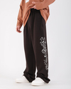 Nakışlı Kahve Baggy Fit Eşofman Altı